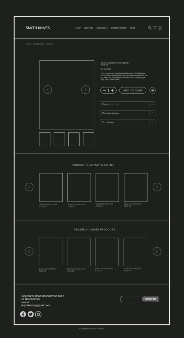 Product page wireframe