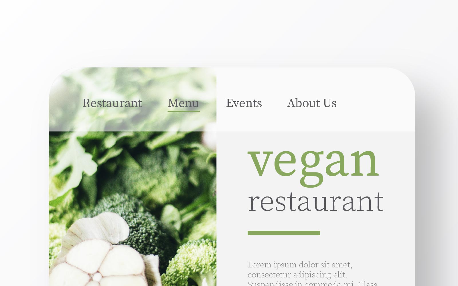 Vegan restaurant design on mobile